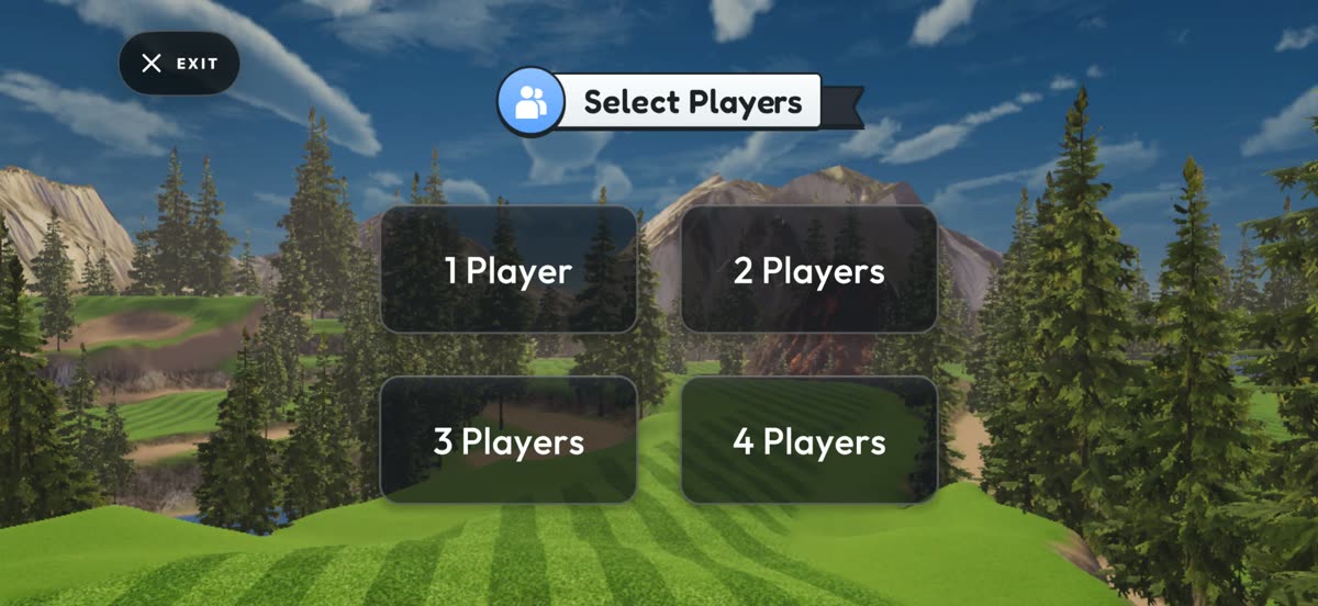 Golfr Select Players screen with 1 to 4 player options